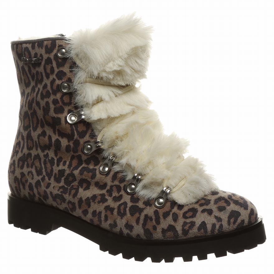 Bearpaw Vanna Ankle Boots UK - Women's Boots Grey Leopard ||WZSAFU-473||